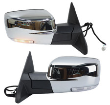 Pair For 2013-2019 Ram 1500 Side Mirror Chrome Power Fold Heated Temper Sensor