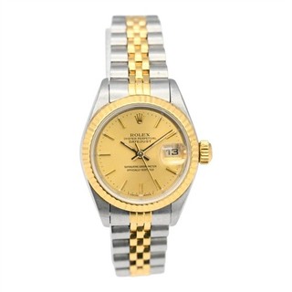 LADIES ROLEX OYSTER PERPETUAL DATEJUST 69173 18K YELLOW GOLD SS PAPERS C1986