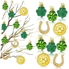 St. Patricks Day Decorations Shamrock Ornaments - 48pcs Shamrock Mix Gold