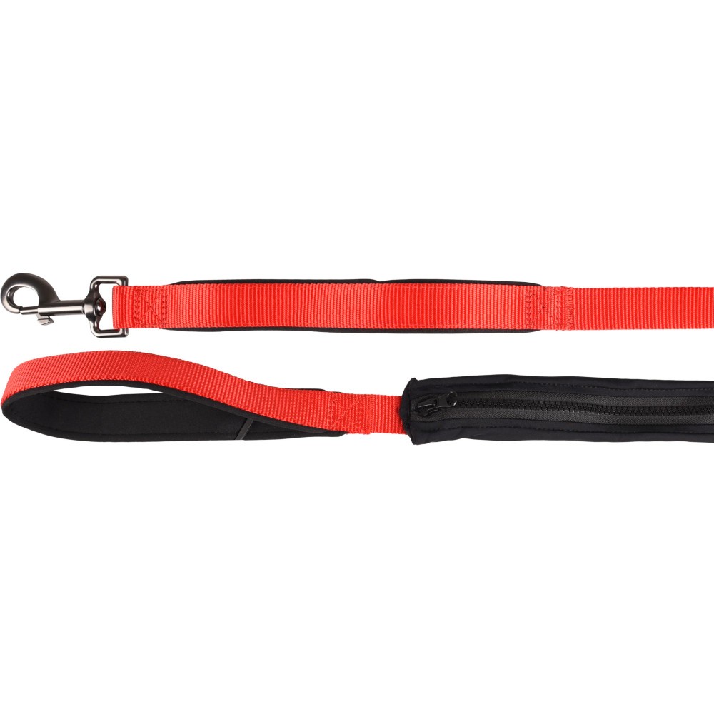 Laisse pour chien KAYGA rouge 1.60 m x 25 mm nylon avec pochette accessoires
