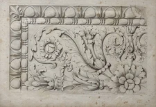 Antique 1824 Classical Architectural Engraving capitals friezes  Palmette Leaf