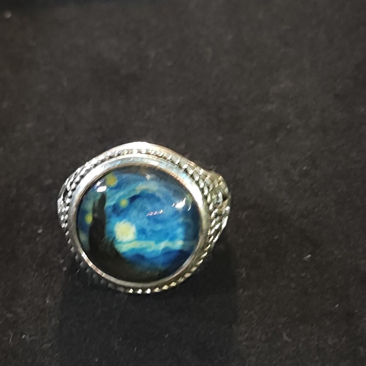 Starry Night Silver Tone Ring - image 3