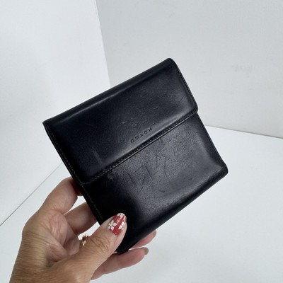 Vtg Coach Leather Wallet Made In Spain Framed Kisslock Black Rare Y2K Classic