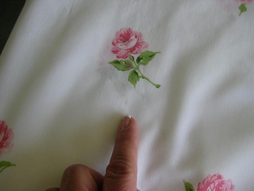 VTG Twin Flat and Fitted Sheet Set Pink Roses on White USA Cotton Blend Percale - Picture 9 of 11