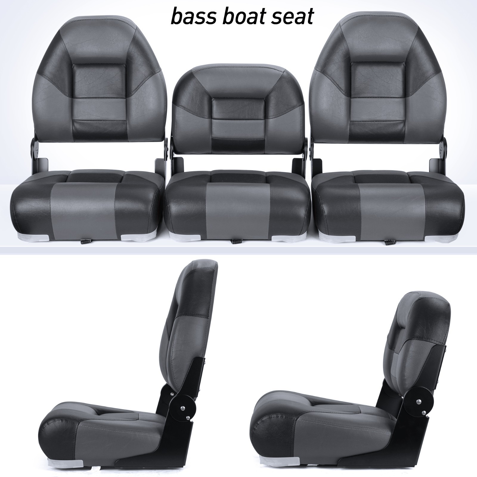 NORTHCAPTAIN Charcoal/Black  52" Folding Bass Boat Seat 3 PCS