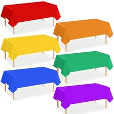 6 Pack 6 Color Rainbow Theme Tablecloth Assorted 54 x 108 inches,