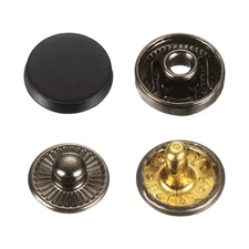 30 Set Press-Stud Cap Button 10mm Metal Snap Fastener for Leathers, Drak Black