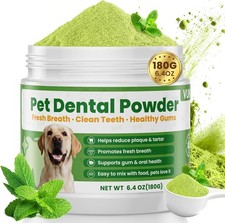 Dog  Cat Dental Powder 180g, Pet Teeth Cleaning, Plaque  Bad Breath Remover