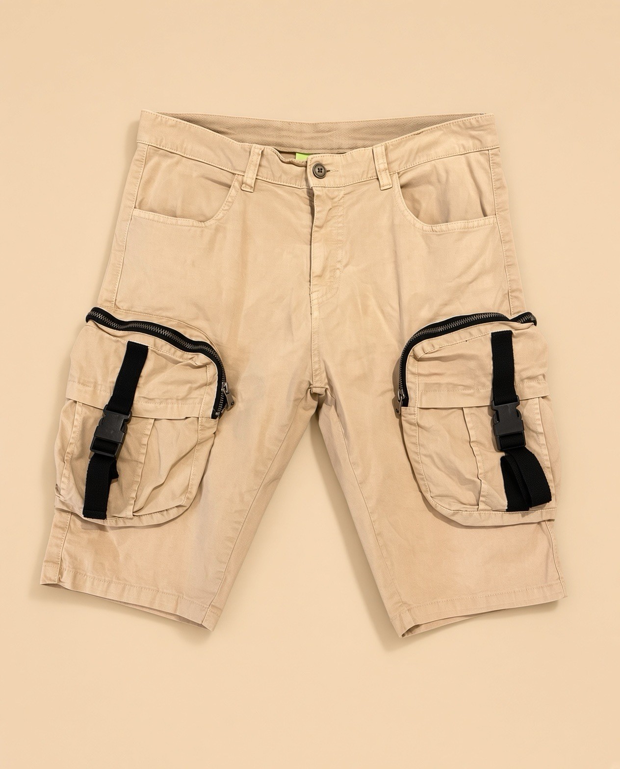 Millennium Labs Bermuda Cargo Uomo Beige W32 81cm Cotone/Elastan Twill