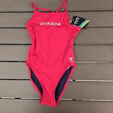 TYR Durafast Life Guard CrosscutFit Red 1-Piece Swimsuit Sz 34 New