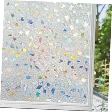  Window Privacy Film,Stained Glass Frosted Window Film,Decorative 3D Vinyl 