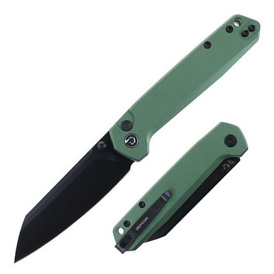 TD015OD Defcon Tier 2 Sheepsfoot 14C28N Black Blade OD Green Aluminum Handle But