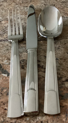 3 Pieces CHRISTOFLE HUDSON Stainless France Flatware Knife Fork Soup Spoon