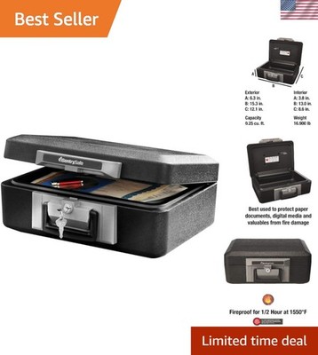 Classified Fireproof Safe Box with Key Lock - Protect Documents & Valuables