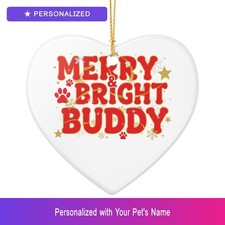 Custom Pet Christmas Holiday Ornament Personalized Heart Shaped Pet Lover Gift