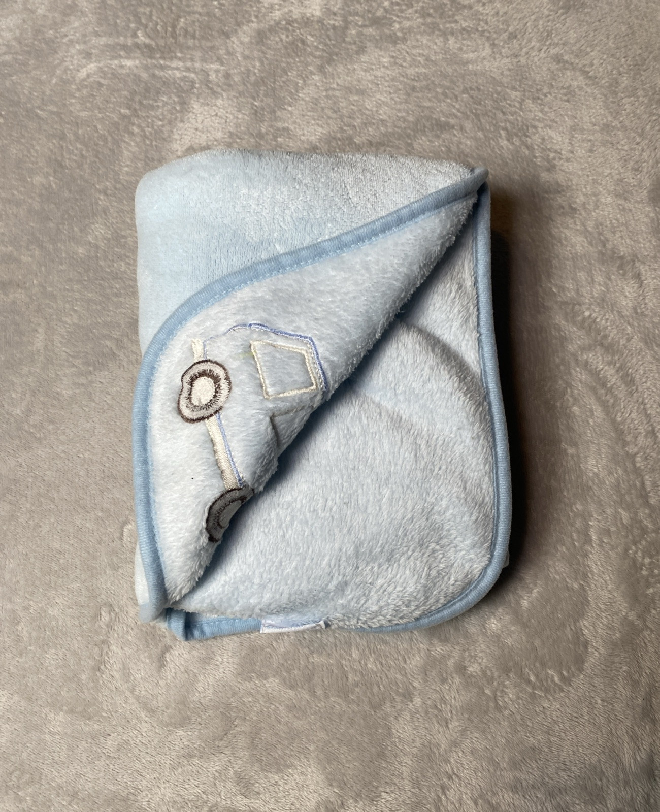 Carters Blue Baby Blanket Car Soft Plush Fleece Security Lovey 30"x40"