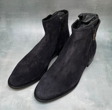 Aquatalia Black Suede Ankle Boots Double Zip W/8.5