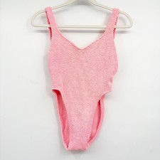 Daffy Waterwear Womens Pink Crinkle Textured 80s 90s Vintage Swimsuit Size 11/12