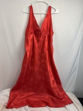Enchanting Women  s Red Floral Sleeveless Nightgown, W/ Adjustable Straps XL 18 