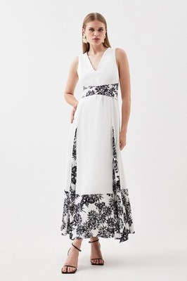 Karen Millen Maxikleid UK12 in Weiß UVP 219£