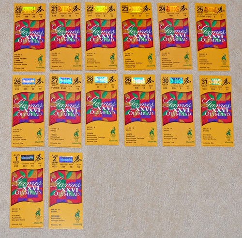 LOT of 14 - 1996 Atlanta Olympics BASKETBALL TICKETS - every day except two.