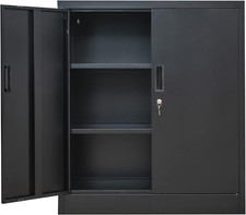Metal Storage Cabinet, 36.2" H Locking Storage Cabinet with Shelves and Doors fo
