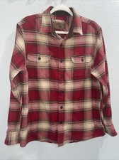 Orvis Men's Shacket Flannel Size MEDIUM 4 Pockets Button Up Cotton Outdoor
