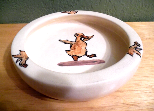 VINTAGE 1920'S WELLER POTTERY DANCING DUCK CHILDS BOWL W/MATCHING MUG ZONA LINE - Picture 2 of 3