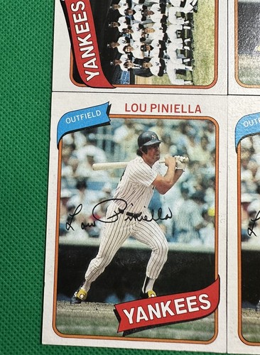 1980 Topps Lou Piniella #225 New York Yankees Plus 1980 Team Card NM (4) - Picture 7 of 11