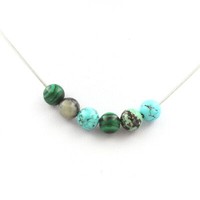 Steine Und MinéRaux. Halskette Perlen Chrysocolla Aus Namibia + Howlith TüRkis
