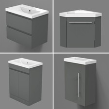 Grey Unit Vanity Bathroom Undersink Doors or Drawers Wall Hung Floorstanding MDF