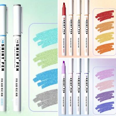 Highlighter Marker Profi Stifte 4er Set Glitzer für Papier Holz Harz Filzstifte