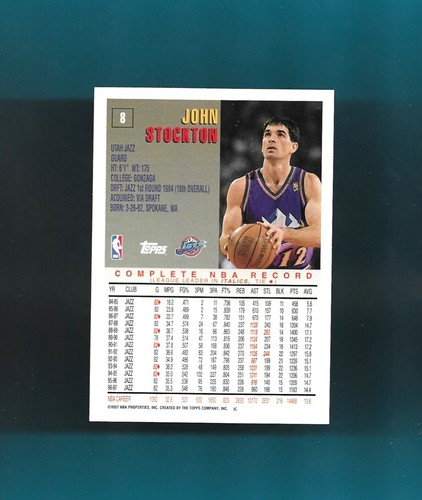 Tarjeta Topps 1997 # 8 John Stockton Utah jazz ¡perfecto! - Imagen 2 de 2