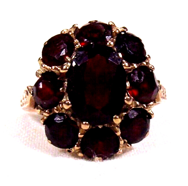 2.50 ct Garnet Cluster Ring 10K Solid Gold Solita… - image 2