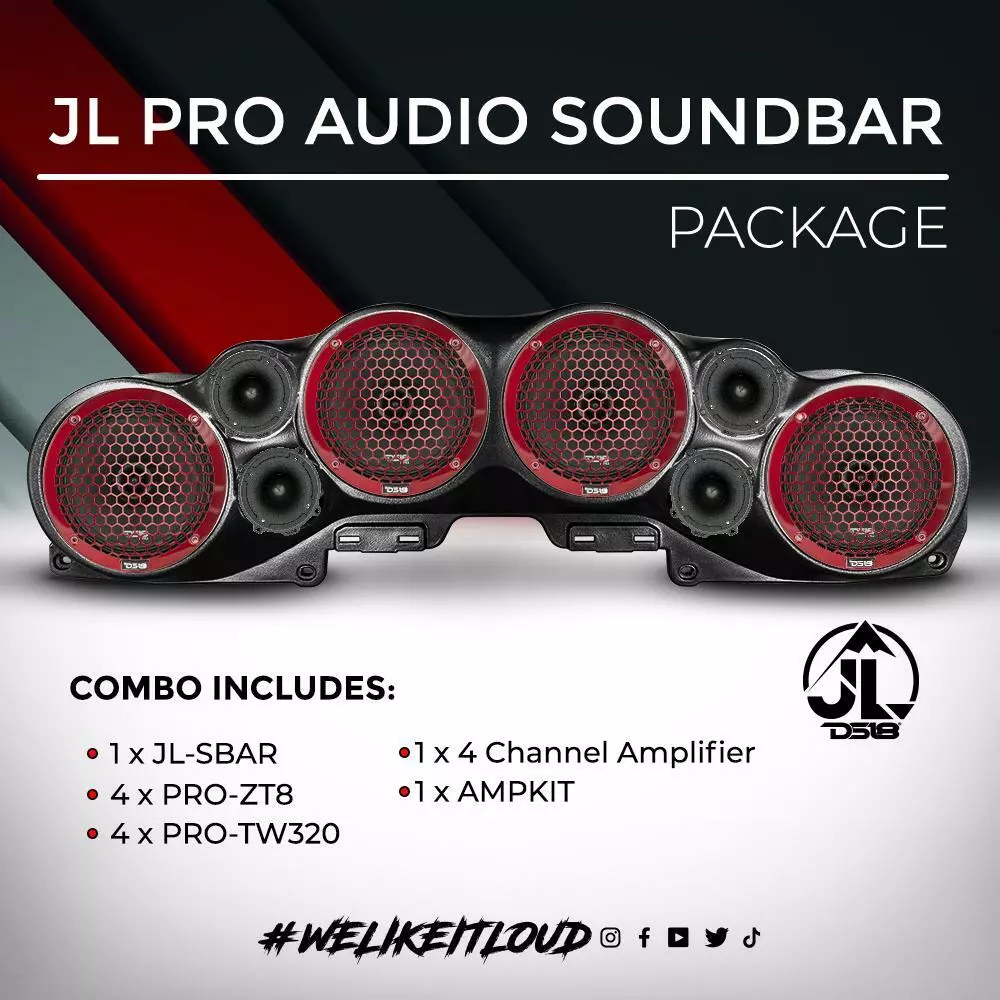 DS18 Jeep Sound Bar Package JL JLU PRO Update your Jeep Sound