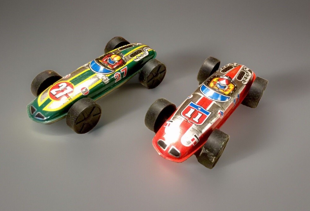 Vintage Pair 1960/70’s Tin Litho 7” Indy Race Cars