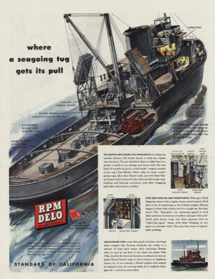 1945 RPM DELO: Diesel Freighters Wheels Go Round Vintage Print Ad