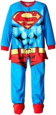 Superman Costume Long Sleeve Footed Sleeper Blanket Pajama Cape Boy Size S 6/7