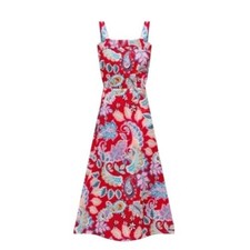 NWOT TALBOTS Fit & Flare Dress - Fantastic Paisley 10 Red Pink Summer Midi