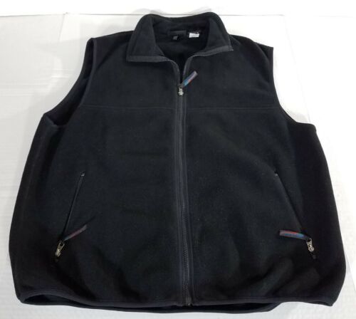 VTG Layers Polartec Fleece Full Zip Vest Zip Pockets Men Size XL Black