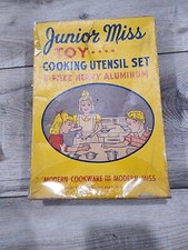 Vintage Junior Miss Toy Cooking Utensil Aluminum Set Complete S