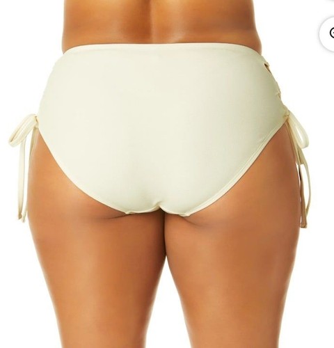 Time And Tru Women's Plus 2X (20W-22W) Pique Solid High Waist Bikini Swim Bottom - Picture 2 of 4