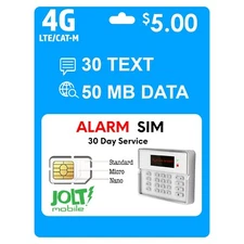 Jolt Mobile AT&T SIM Card for 5G 4G LTE GSM Home Business Security Alarm System 