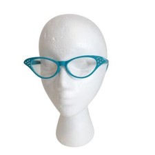 Turquoise Cat-Eye Glasses Vintage style Frames w Rhinestones