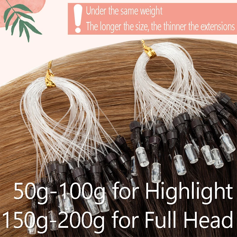 Micro Bead Loop Ring Tip Thick Russian Remy Human Hair Extensions 150G Full Head - Image 3 of 4