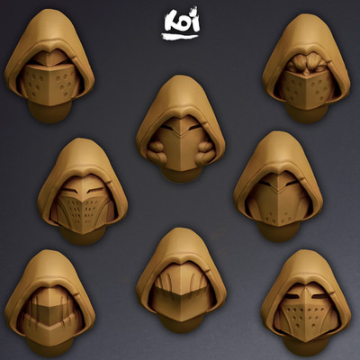 Dark Templars - Miniature Heads | 42mm 32mm Bits Blood Space Knights Helmets
