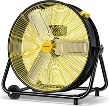 24 Inch Industrial Drum Fan, 320W High Velocity Floor Fan, 3 Speed Heavy Duty Me