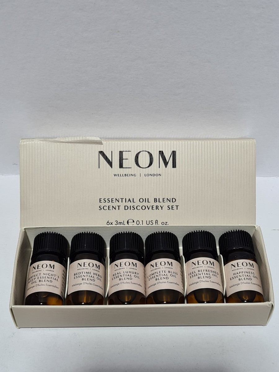 NEOM 100% Natural Essential Oil Blends Set – 6x 3ml Scents For Sleep, Stress Relief & Mood Boost
