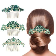 3 Pieces Bridal Hair Combs, Crystal Hair Combs, Bridal Bridesmaid greener