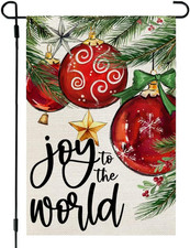 Christmas Garden Flag 12X18 Inch Double Sided Small Burlap Joy to the World Yard
